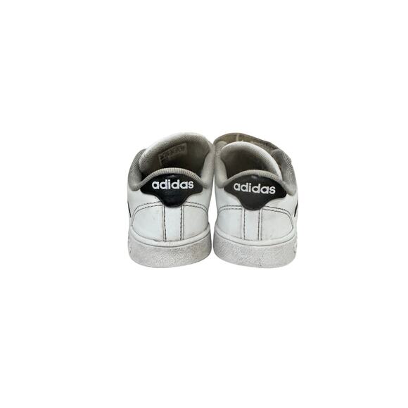 Adidas Kids Advantage Sneakers Velcro White Black Stripes Size 9K Toddler Boy - Picture 5 of 9